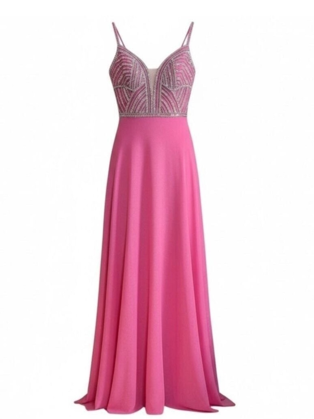 Vienna Prom Dress Pink with Silver Rhinestones Size 2